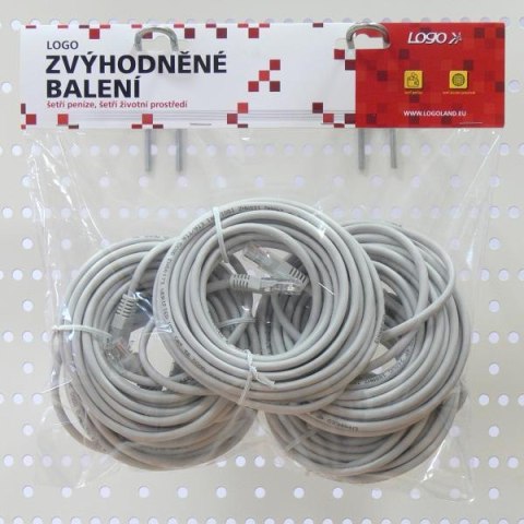 UTP patchcord, Cat.5e, RJ45 M-5m, nieekranowany, szary, cena za 1 sztukę Logo, 5 pack (economy)