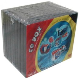 Box na 1 szt. CD, przezroczysty, czarny tray, Logo, 10,4 mm, 10-pack