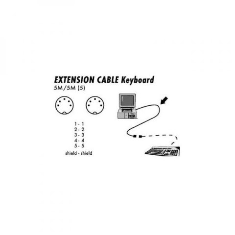 Kabel do klawiatury 5 pinový, 5 pin M- 5 pin M, 3m, szary