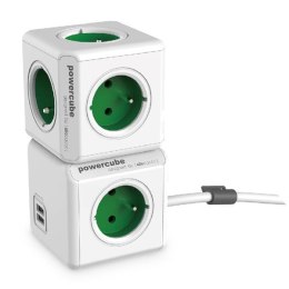 Kabel sieciowy 230V przedłużacz CEE7 (widelec)-POWERCUBE 3m EXTENDED USB szary POWERCUBE 4 zásuvky dětské pojistky