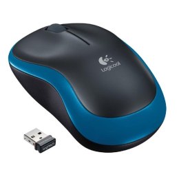 Logitech Mysz M185 1000DPI 2.4 [GHz] optyczna 2kl. 1 scroll bezprzewodowa niebieska 1 szt AA do notebooka uniwersalny