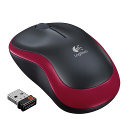 Logitech Mysz M185, 1000DPI, 2.4 [GHz], optyczna, 3kl., 1 scroll, bezprzewodowa, czerwona, 1 szt AA