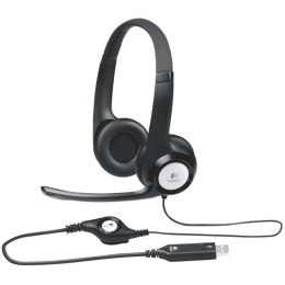 Logitech Stereo H390, słuchawki z mikrofonem, regulacja głośności, czarna, USB