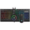 Marvo RGB zestaw klawiatura CM305 do gry czarna przewodowa (USB) US + mysz i słuchawki dla graczy membranowa RGB podświet