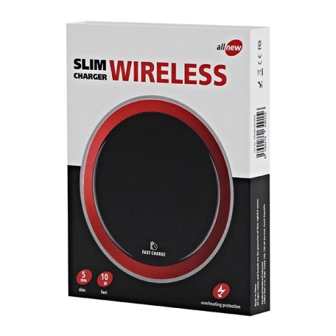 All New, Bezprzewodowa ładowarka, ultra tenká, pro telefon, červená, 5/9V, 10W, ochrona przed przegrzaniem, Qi All New, Bezprzewodowa ładowarka, ultra tenká, pro telefon, červená, 5/9V, 10W, ochrona przed przegrzaniem, Qi