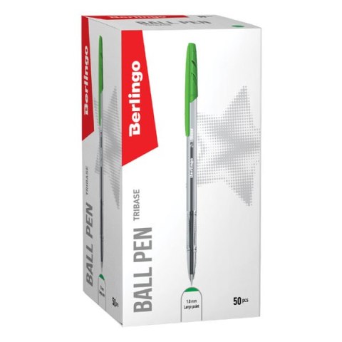 Berlingo, pióro kulkowe, zielony, 50szt, 1mm, Tribase Berlingo, pióro kulkowe, zielony, 50szt, 1mm, Tribase
