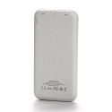 Powerbank, Li-ion, 5V, 10000mAh, do ładowania telefonów i innych urządzeń, 2 złącza, biała