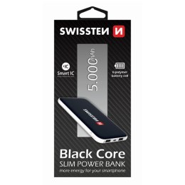 SWISSTEN, powerbank, Li-Pol, 5V, 5000mAh, do ładowania telefonów i innych urządzeń, 2 złącza, czarna