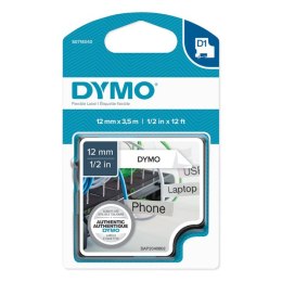 Dymo oryginalny taśma do drukarek etykiet Dymo 16957 S0718040 czarny druk/biały podkład 3.5m 12mm D1 specjalna - elastycz