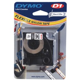 Dymo oryginalny taśma do drukarek etykiet Dymo 16957 S0718040 czarny druk/biały podkład 3.5m 12mm D1 specjalna - elastycz