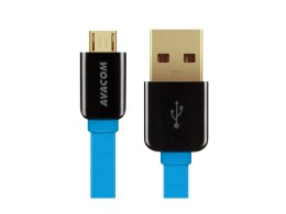 Kabel USB (2.0), USB A M- USB micro M, 0.4m, niebieski, Avacom