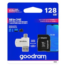 Goodram All-In-ONe  128GB  multipack  M1A4-1280R12  UHS-I U1 Class 10  z czytnikiem i adapterem