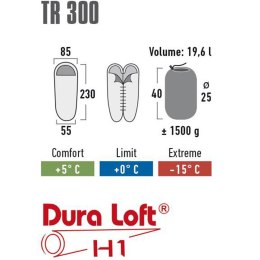 Śpiwór High Peak TR 300 230x85x55 ciemnoszaro-niebieski lewy 23063
