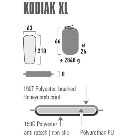 Mata Samopompująca High Peak Kodiak XL 210x63x8 41131 Mata Samopompująca High Peak Kodiak XL 210x63x8 41131