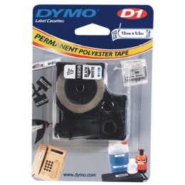 Dymo oryginalny taśma do drukarek etykiet, Dymo, 16959, S0718060, czarny druk/biały podkład, 5.5m, 12mm, D1 specjalna - poliestr