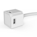 Ładowarka USB przedłużacz, CEE7 (widelec)-POWERCUBE, 1.5m, USBCUBE EXTENDED, biała, POWERCUBE, 4x USB A port, kompaktní