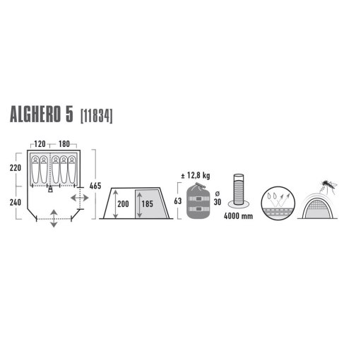 Namiot High Peak Alghero 5 szaro niebieski 11834 Namiot High Peak Alghero 5 szaro niebieski 11834