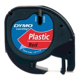 Dymo oryginalny taśma do drukarek etykiet, Dymo, 91203, S0721630, czarny druk/czerwony podkład, 4m, 12mm, LetraTag taśma plastik