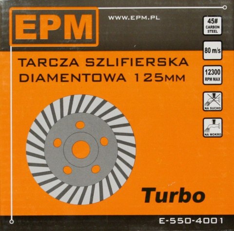 TARCZA DIAMENTOWA SZLIFIERSKA TURBO 125MM EPM TARCZA DIAMENTOWA SZLIFIERSKA TURBO 125MM EPM