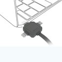 Kabel USB (2.0), USB A M- USB C / Lightning / Micro-USB, 1.5m, 3w1, biały, Powercube, płaski