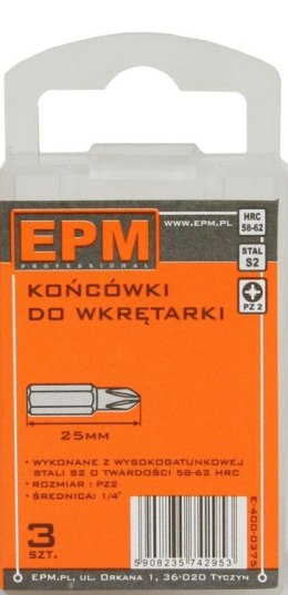 GROT, BIT, KOŃCÓWKA DO WKRĘTARKI 25MM 3SZT. PZ2