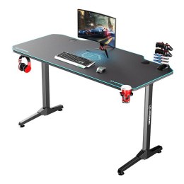 ULTRADESK Biurko dla gracza FRAG - BLUE, 140x66 cm, 76 cm, z XXL podkładką pod mysz, uchwyt na słuchawki i napój