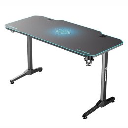 ULTRADESK Biurko dla gracza FRAG - BLUE, 140x66 cm, 76 cm, z XXL podkładką pod mysz, uchwyt na słuchawki i napój