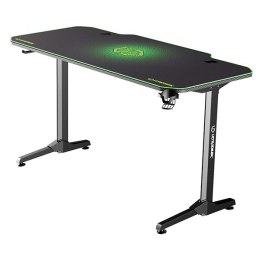 ULTRADESK Biurko dla gracza FRAG - GREEN, 140x66 cm, 76 cm, z XXL podkładką pod mysz, uchwyt na słuchawki i napój