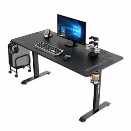 ULTRADESK Biurko dla gracza MOMENTUM - Black, 152,5x70 cm, 75,5 cm, z XL podkładką pod mysz, uchwyt do słuchawek, na napój, tele