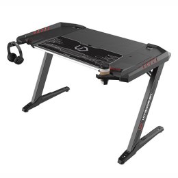 ULTRADESK Biurko dla gracza ROCKET BLACK, 128x68 cm, 78 cm, z XL podkładką pod mysz, uchwyt na słuchawki i napój