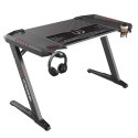ULTRADESK Biurko dla gracza ROCKET BLACK, 128x68 cm, 78 cm, z XL podkładką pod mysz, uchwyt na słuchawki i napój