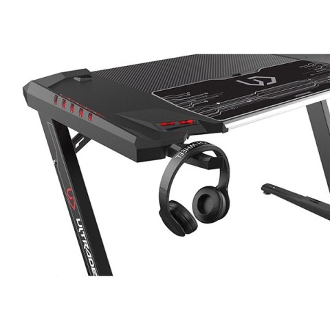 ULTRADESK Biurko dla gracza ROCKET BLACK, 128x68 cm, 78 cm, z XL podkładką pod mysz, uchwyt na słuchawki i napój ULTRADESK Biurko dla gracza ROCKET BLACK, 128x68 cm, 78 cm, z XL podkładką pod mysz, uchwyt na słuchawki i napój