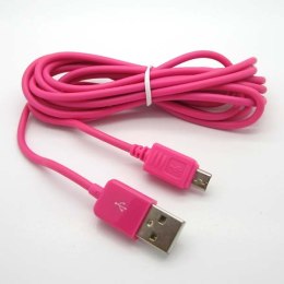 Kabel USB (2.0), USB A M- USB micro M, 1m, różowy