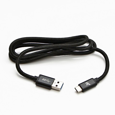 Kabel USB (3.2 gen 1), USB A M- USB C M, 2m, 5 Gb/s, 5V/3A, czarny, Logo, box, oplot nylonowy, aluminiowa osłona złącza Kabel USB (3.2 gen 1), USB A M- USB C M, 2m, 5 Gb/s, 5V/3A, czarny, Logo, box, oplot nylonowy, aluminiowa osłona złącza