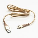 Kabel USB (2.0), USB A M- Apple Lightning M, 1m, MFi certifikat, 5V/2,4A, złoty, Logo, box, oplot nylonowy, aluminiowa osłona zł