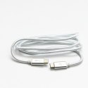 Kabel USB (3.2 gen 1), USB C M- USB C M, 2m, 5 Gb/s, 5V/3A, biały, Logo, box, oplot nylonowy, aluminiowa osłona złącza