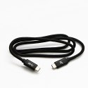 Kabel USB (3.2 gen 1), USB C M- USB C M, 2m, 5 Gb/s, 5V/3A, czarny, Logo, box, oplot nylonowy, aluminiowa osłona złącza