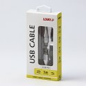 Kabel USB (2.0), USB A M- USB C M, 1m, 480 Mb/s, 5V/3A, biały, Logo, box, oplot nylonowy, aluminiowa osłona złącza