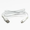 Kabel USB (2.0), USB A M- USB C M, 2m, 480 Mb/s, 5V/3A, biały, Logo, box, oplot nylonowy, aluminiowa osłona złącza