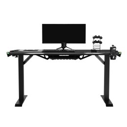 ULTRADESK Biurko dla gracza FORCE - szare, 166x70 cm, 76.5 cm, z podkładką pod mysz XXL, uchwyt na napoje i słuchawki