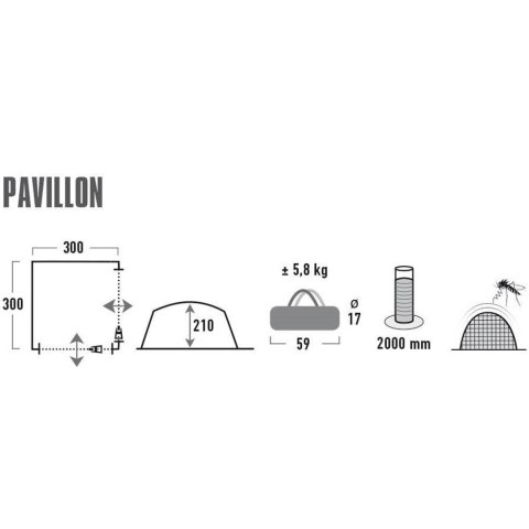 Pawilon High Peak Pavillon 3x3 szaro-zielony 14047 Pawilon High Peak Pavillon 3x3 szaro-zielony 14047