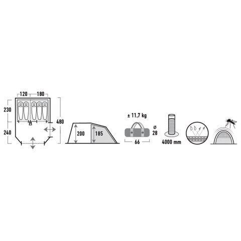 Namiot High Peak Paros 5 c.szaro zielony 11566 Namiot High Peak Paros 5 c.szaro zielony 11566