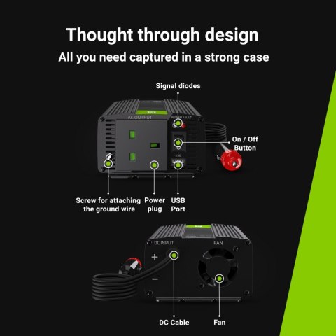 Przetwornica napięcia Inwerter Green Cell 12V na 230V 150W/300W Modyfikowana sinusoida UK PLUG