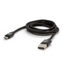 Kabel USB (2.0), USB A M- USB micro B M, 2m, 480 Mb/s, 5V/1A, czarny, Logo, box, oplot nylonowy, aluminiowa osłona złącza