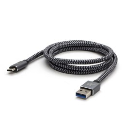 Kabel USB (3.2 gen 1), USB A M- USB C M, 2m, 5 Gb/s, 5V/2A, szary, Logo, box, metalowy oplot, aluminiowa osłona złącza