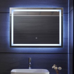 Aquamarin Lustro łazienkowe z oświetleniem LED 28 W, 80x60cm