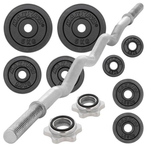 MAXXIVA Żeliwny zestaw z obciążeniem, 120 cm, 26 kg MAXXIVA® MAXXIVA Żeliwny zestaw z obciążeniem, 120 cm, 26 kg MAXXIVA®