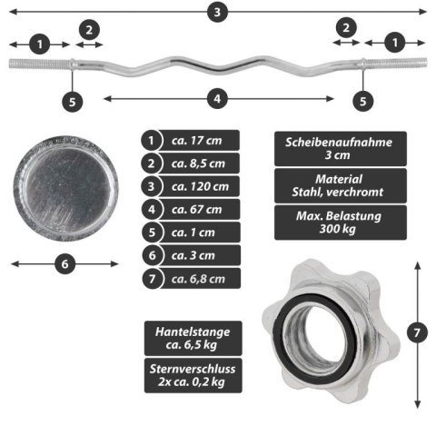 MAXXIVA Żeliwny zestaw z obciążeniem, 120 cm, 26 kg MAXXIVA® MAXXIVA Żeliwny zestaw z obciążeniem, 120 cm, 26 kg MAXXIVA®