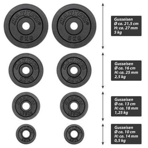 MAXXIVA Żeliwny zestaw z obciążeniem, 120 cm, 26 kg MAXXIVA® MAXXIVA Żeliwny zestaw z obciążeniem, 120 cm, 26 kg MAXXIVA®