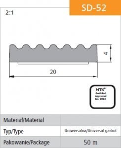 USZCZELKA SAMOPRZYLEPNA CZARNA SD-52/4-0 DGP 20*4 MB